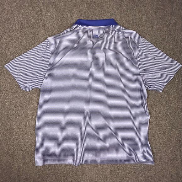 Cutter & Buck‎ Polo Men's XXL Blue Striped Stretchy Performance Golf Shirt - Picture 2 of 7